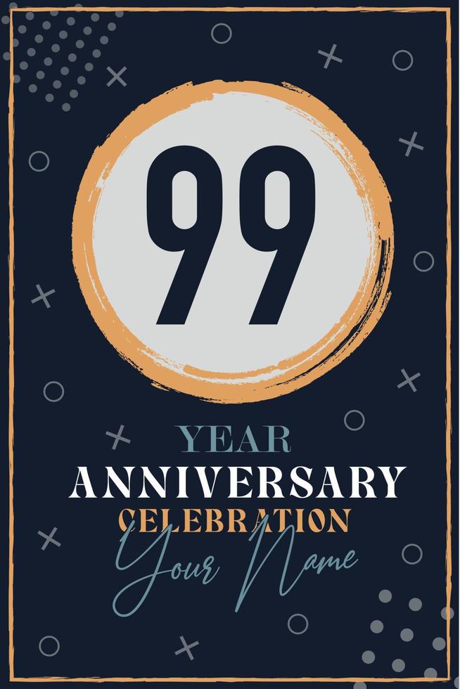 Einladungskarte zum 99-jährigen Jubiläum. Feier-Vorlage moderne Design-Elemente dunkelblauen Hintergrund - Vektor-Illustration vektor