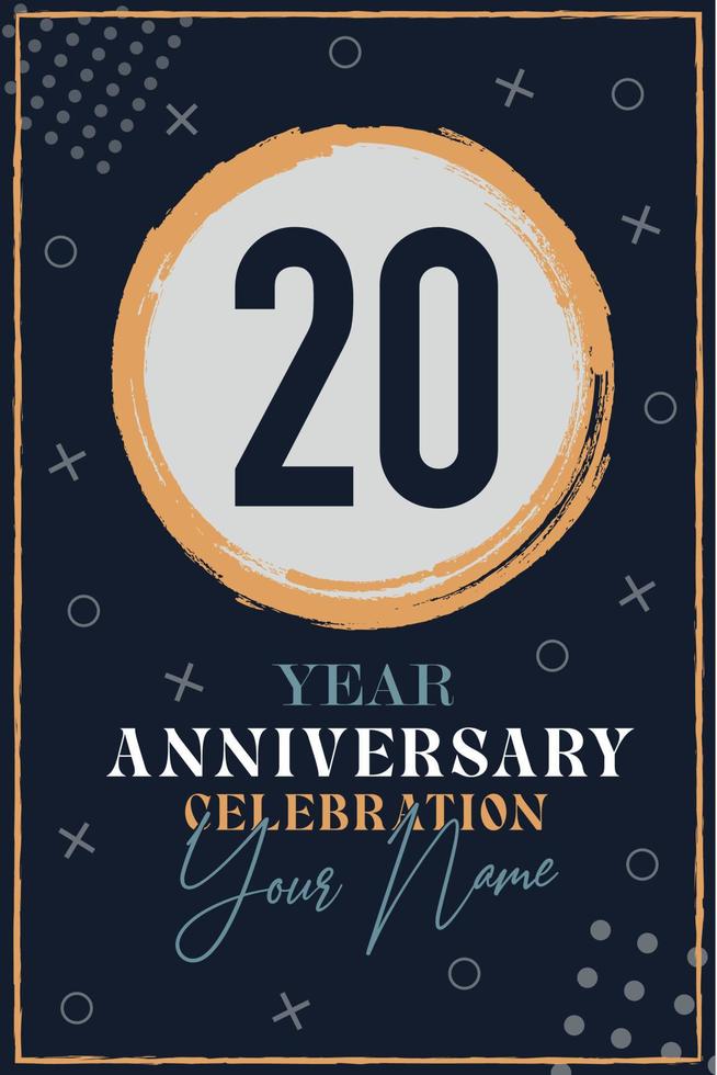Einladungskarte zum 20-jährigen Jubiläum. Feier-Vorlage moderne Design-Elemente dunkelblauen Hintergrund - Vektor-Illustration vektor