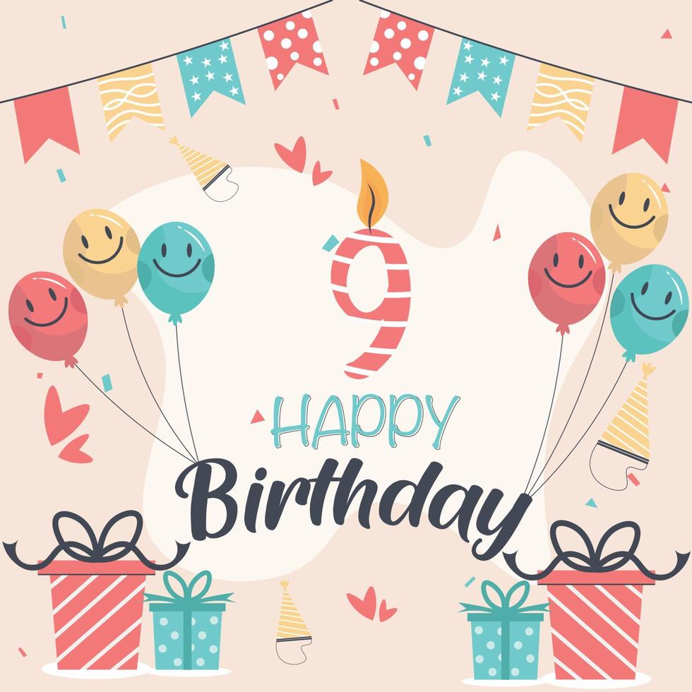 Alles Gute zum Geburtstag, Vektordesign für Grußkarten und Poster mit Ballon- und Geschenkbox-Design. vektor