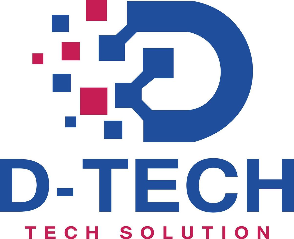 brev d tech lösning logotyp vektor