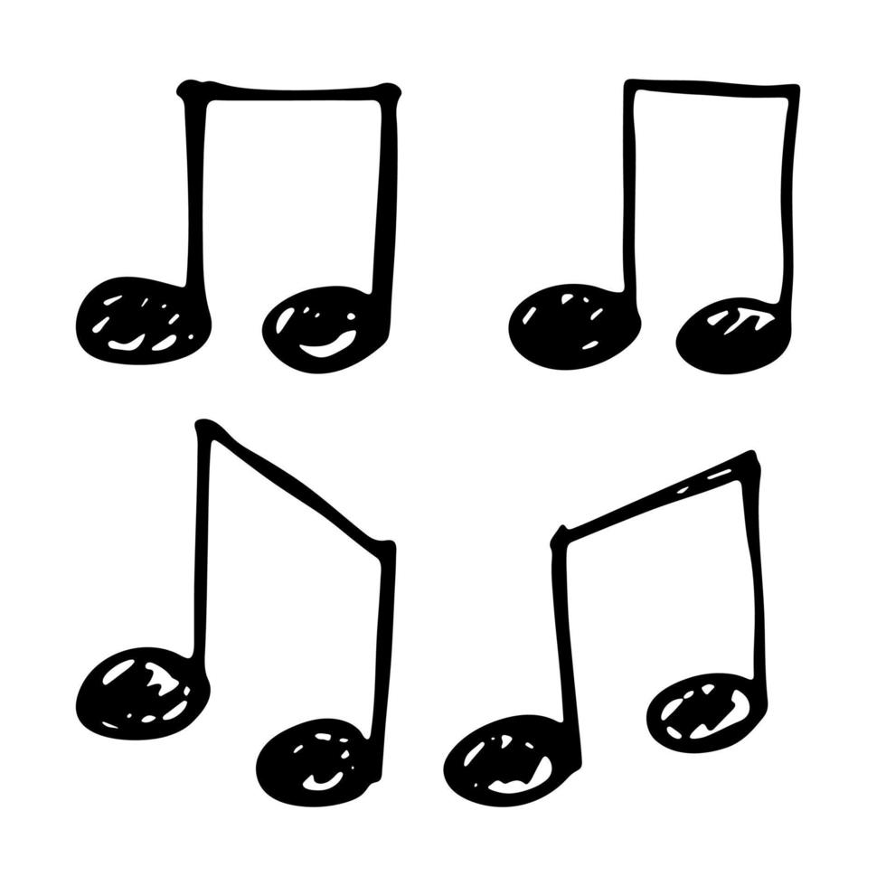 Musiknoten-Doodle-Set. hand gezeichnetes musikalisches symbol. elemente für druck, web, design, dekor, logo vektor