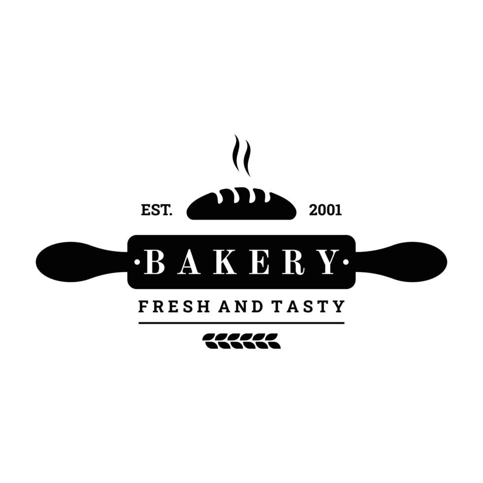retro vete bröd logotyp design mall. bricka för bageri, Hem tillverkad bageri, restaurang eller Kafé, konditori, företag. vektor