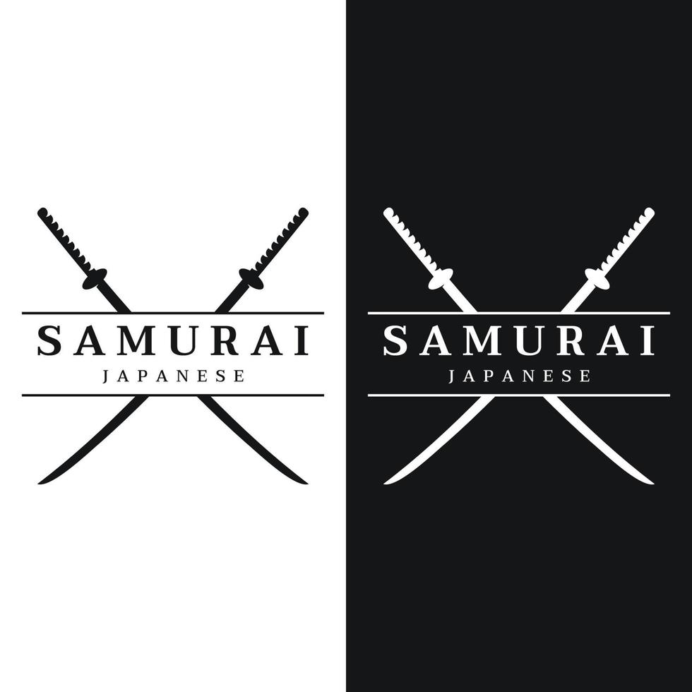 japansk årgång katana samuraj svärd logotyp mall, japanska arv svärd vektor illustration.