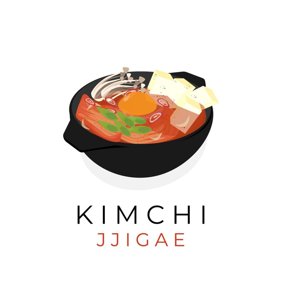 köstliches kimchi jjigae-illustrationslogo vektor