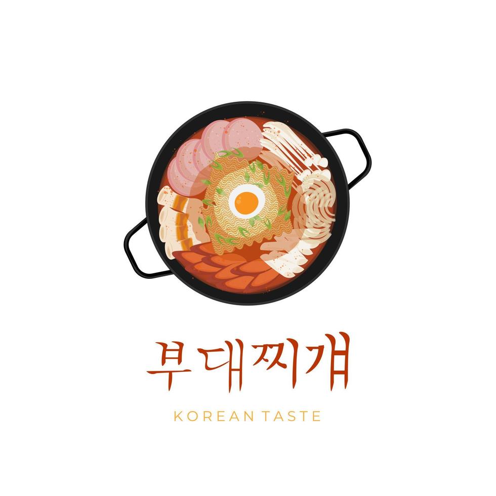 köstliches budae jjigae koreanisches lebensmittelillustrationslogo vektor