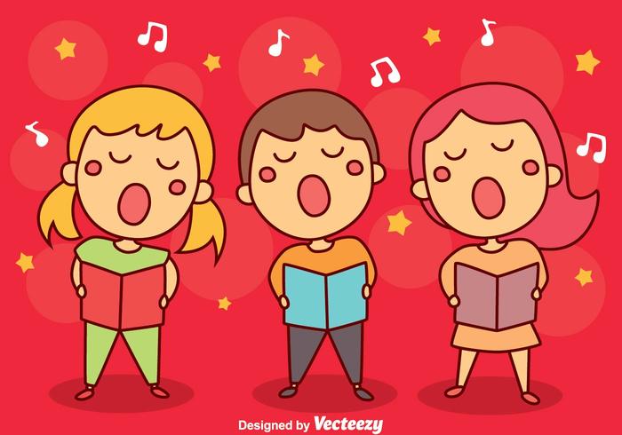 Kinder singen Carols Vector