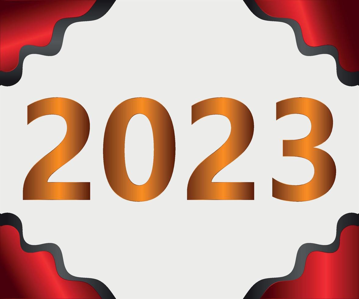 2023 ny år bakgrund design.2023 gyllene text design.hälsning kort vektor