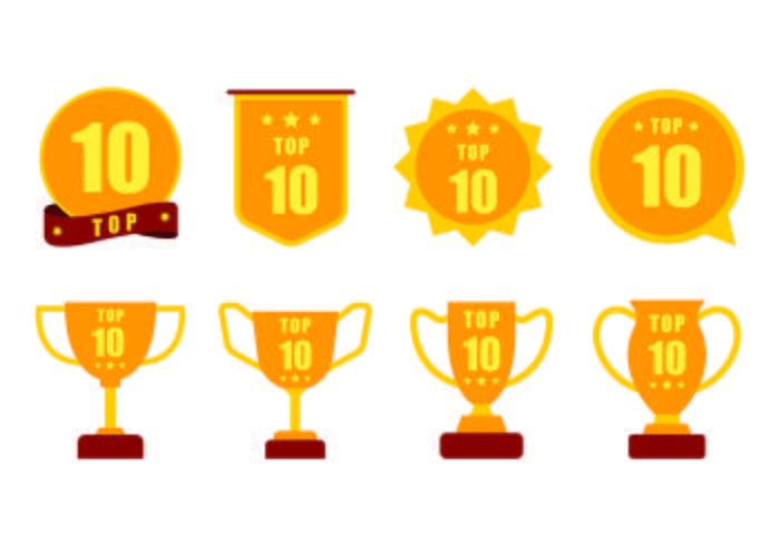 Set med TOP 10 Vector Badges