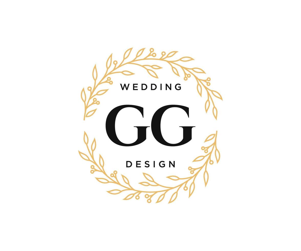 gg initialen brief hochzeit monogramm logos sammlung, handgezeichnete moderne minimalistische und florale vorlagen für einladungskarten, save the date, elegante identität für restaurant, boutique, café im vektor