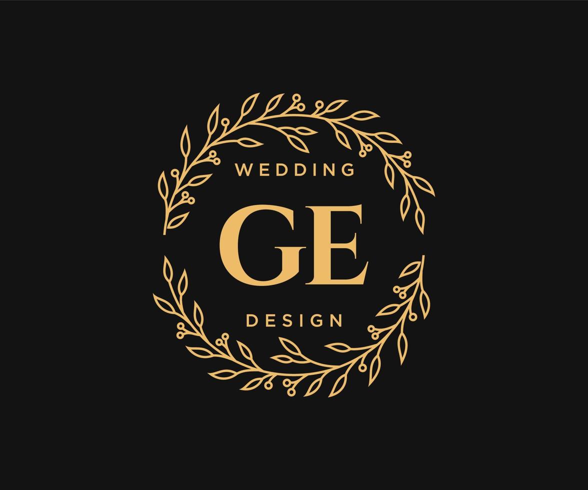 ge Initialen Brief Hochzeit Monogramm Logos Sammlung, handgezeichnete moderne minimalistische und florale Vorlagen für Einladungskarten, Save the Date, elegante Identität für Restaurant, Boutique, Café im Vektor