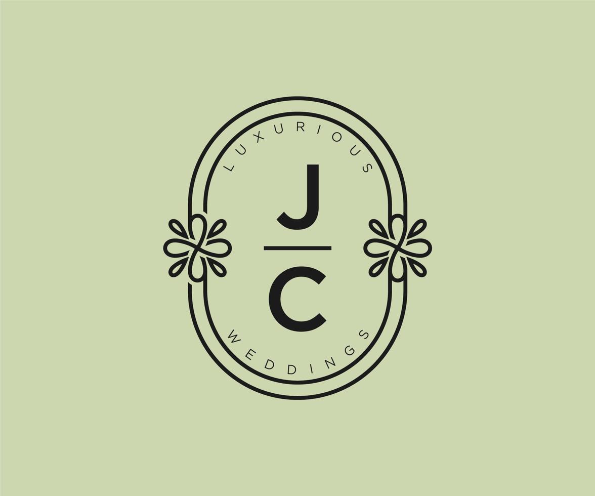 jc initialer brev bröllop monogram logotyper mall, hand dragen modern minimalistisk och blommig mallar för inbjudan kort, spara de datum, elegant identitet. vektor