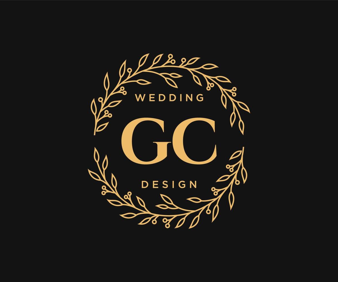 gc initialer brev bröllop monogram logotyper samling, hand dragen modern minimalistisk och blommig mallar för inbjudan kort, spara de datum, elegant identitet för restaurang, boutique, Kafé i vektor