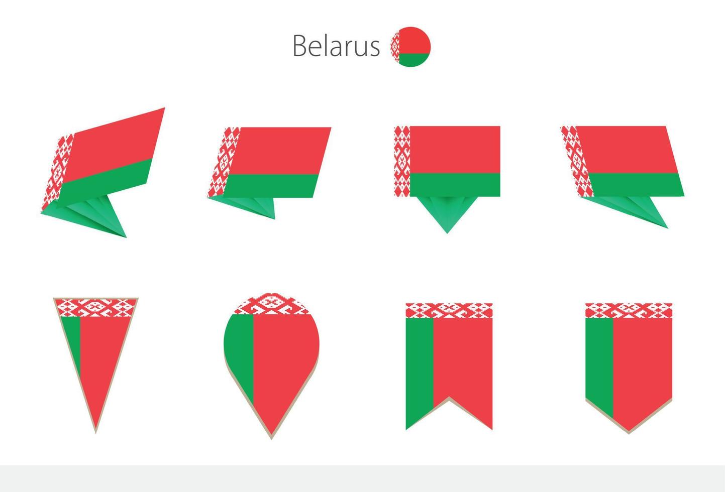 Vitryssland nationell flagga samling, åtta versioner av Vitryssland vektor flaggor.