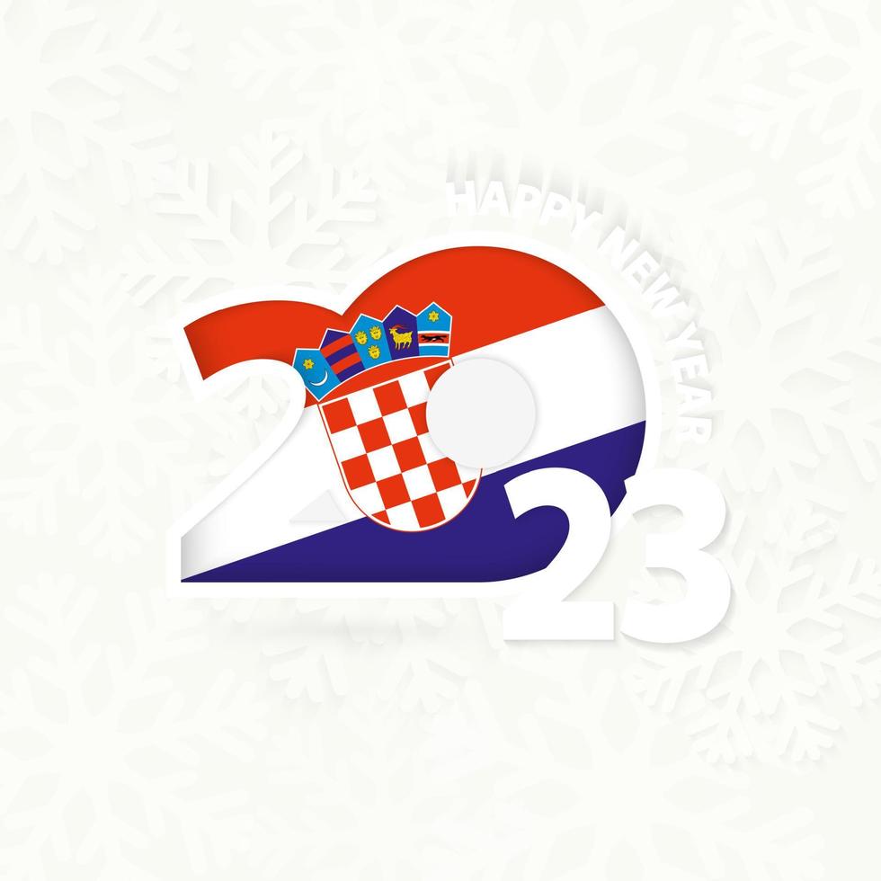 ny år 2023 för kroatien på snöflinga bakgrund. vektor