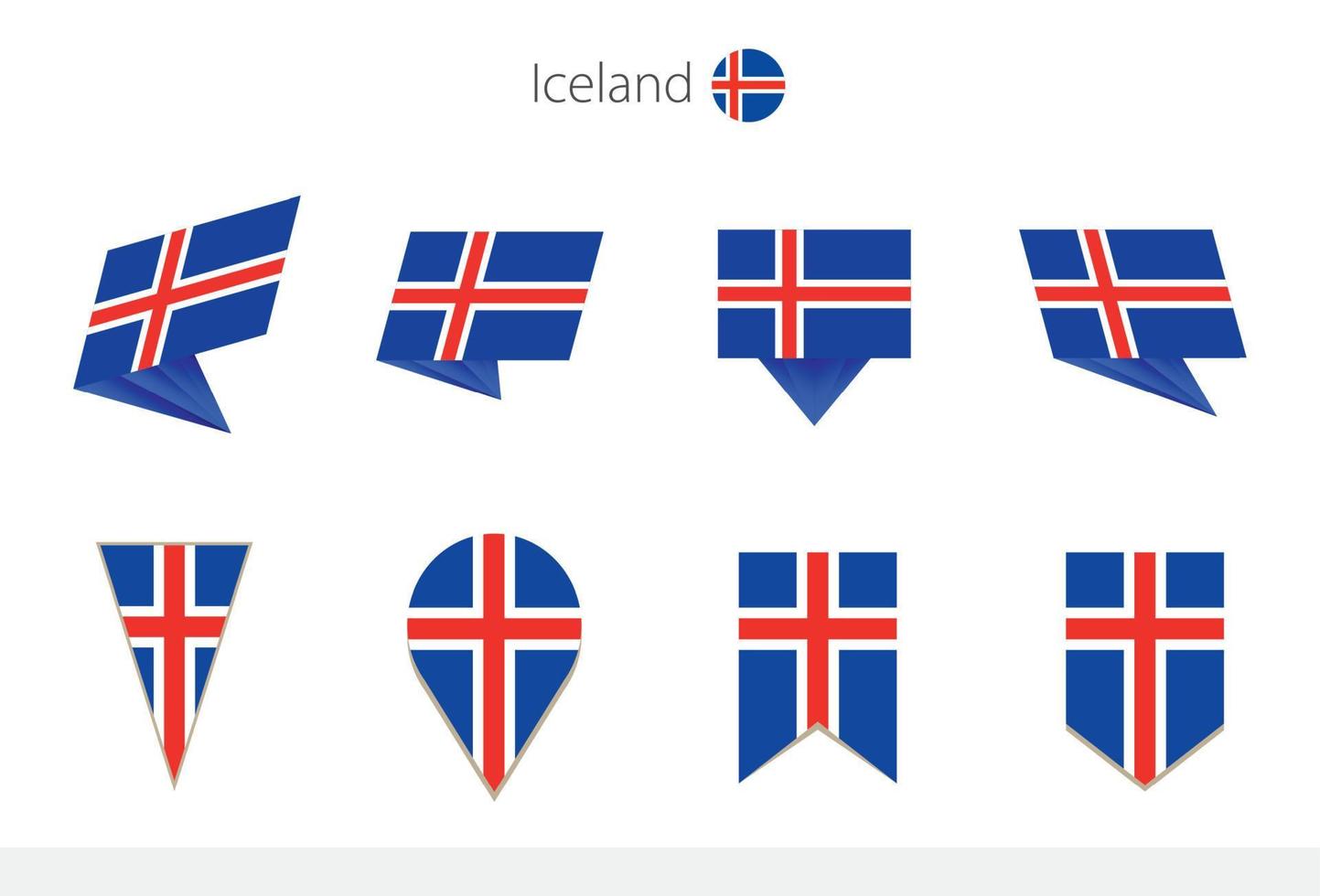 island nationell flagga samling, åtta versioner av island vektor flaggor.