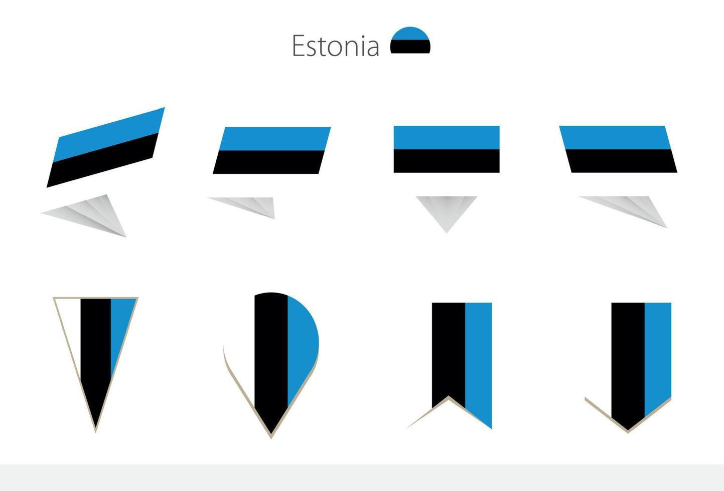 estnische nationalflaggensammlung, acht versionen von estnischen vektorflaggen. vektor