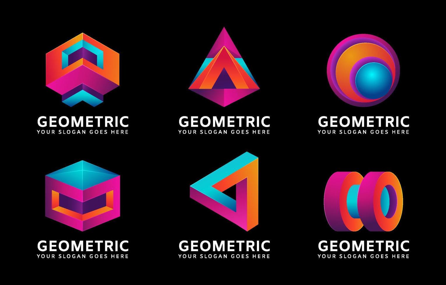 Logo-Set mit geometrischen Formen des Logos 3d vektor