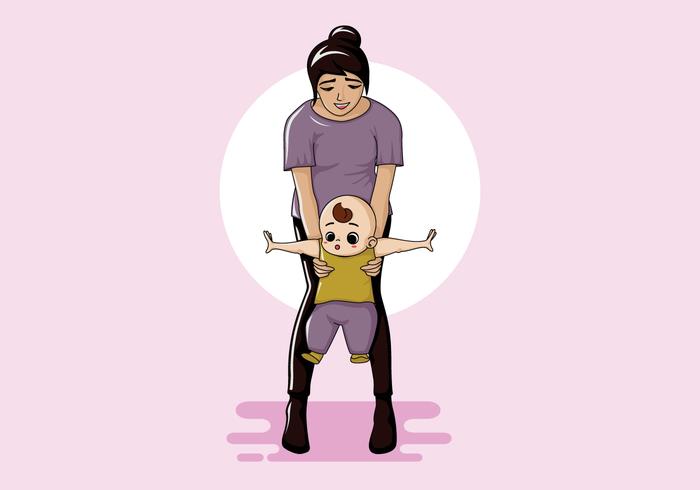 Nanny Walking Baby Vector