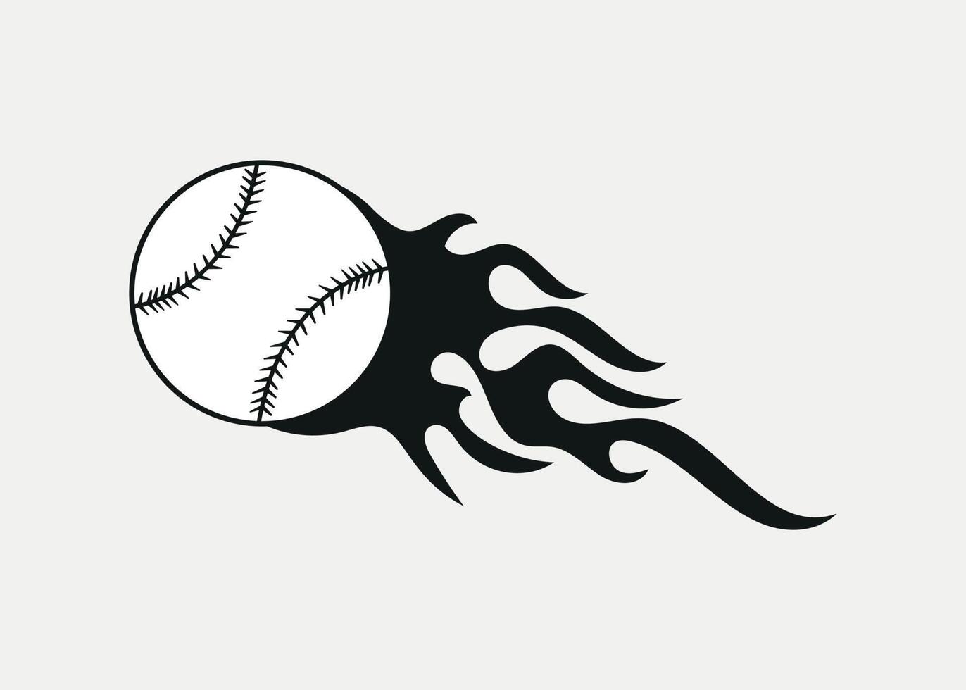 Baseball flammende Silhouettenvektorsymbolillustration isoliert auf weißem Hintergrund vektor