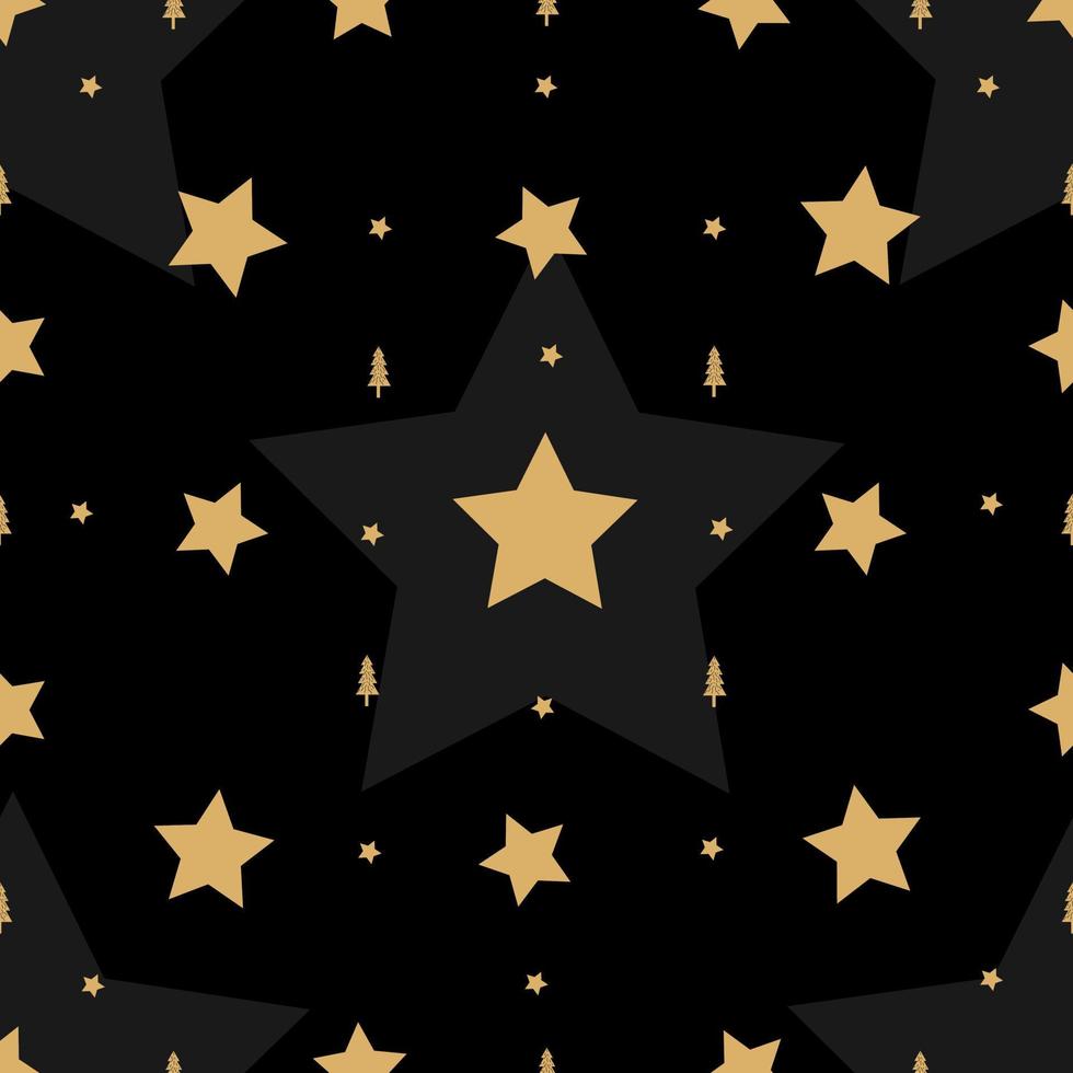 Eleganz Musterdesign mit goldenen Sternen auf dem schwarzen Hintergrund. vektorillustration für feiertage. vektor
