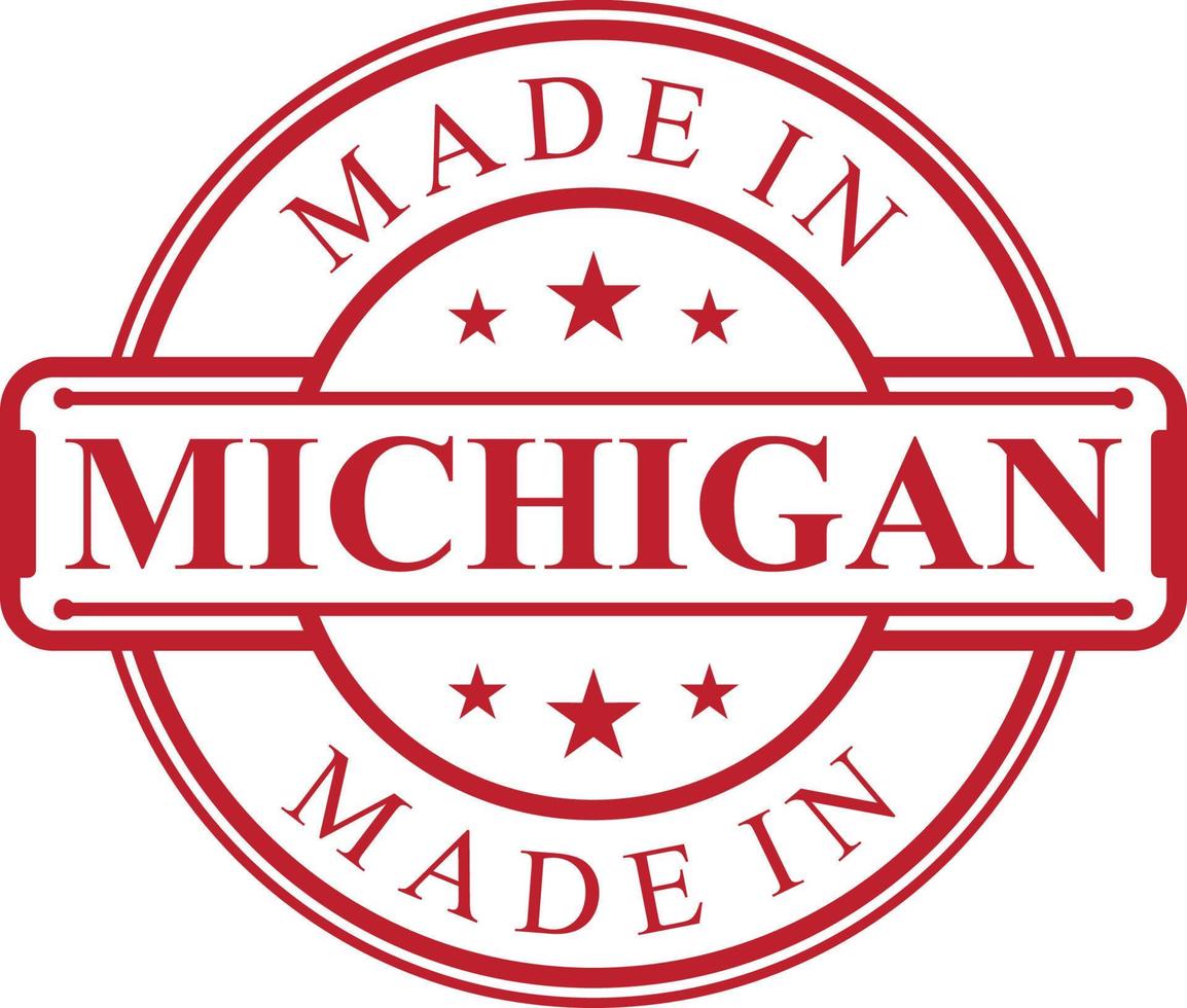 tillverkad i Michigan märka ikon med röd Färg emblem vektor
