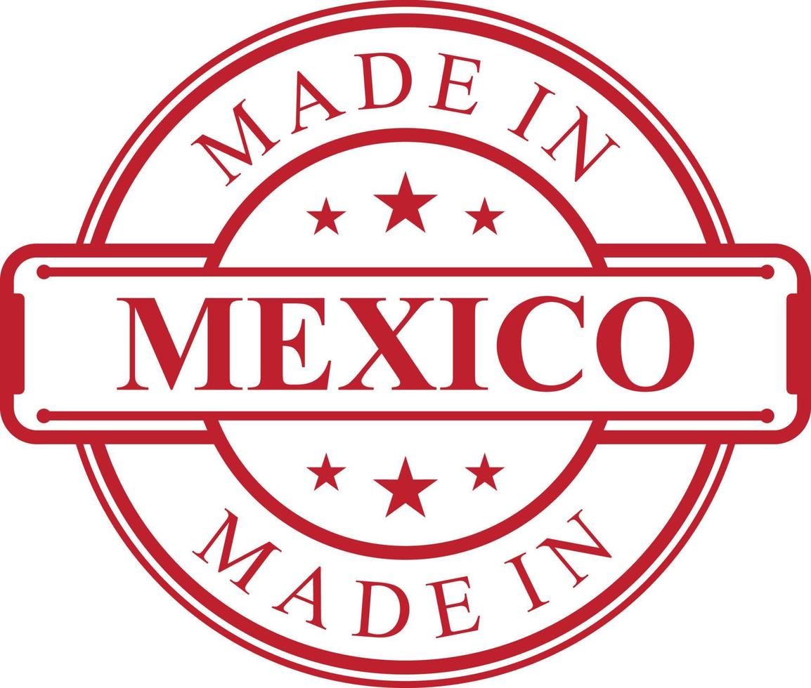 made in mexico etikettensymbol mit rotem farbemblem vektor