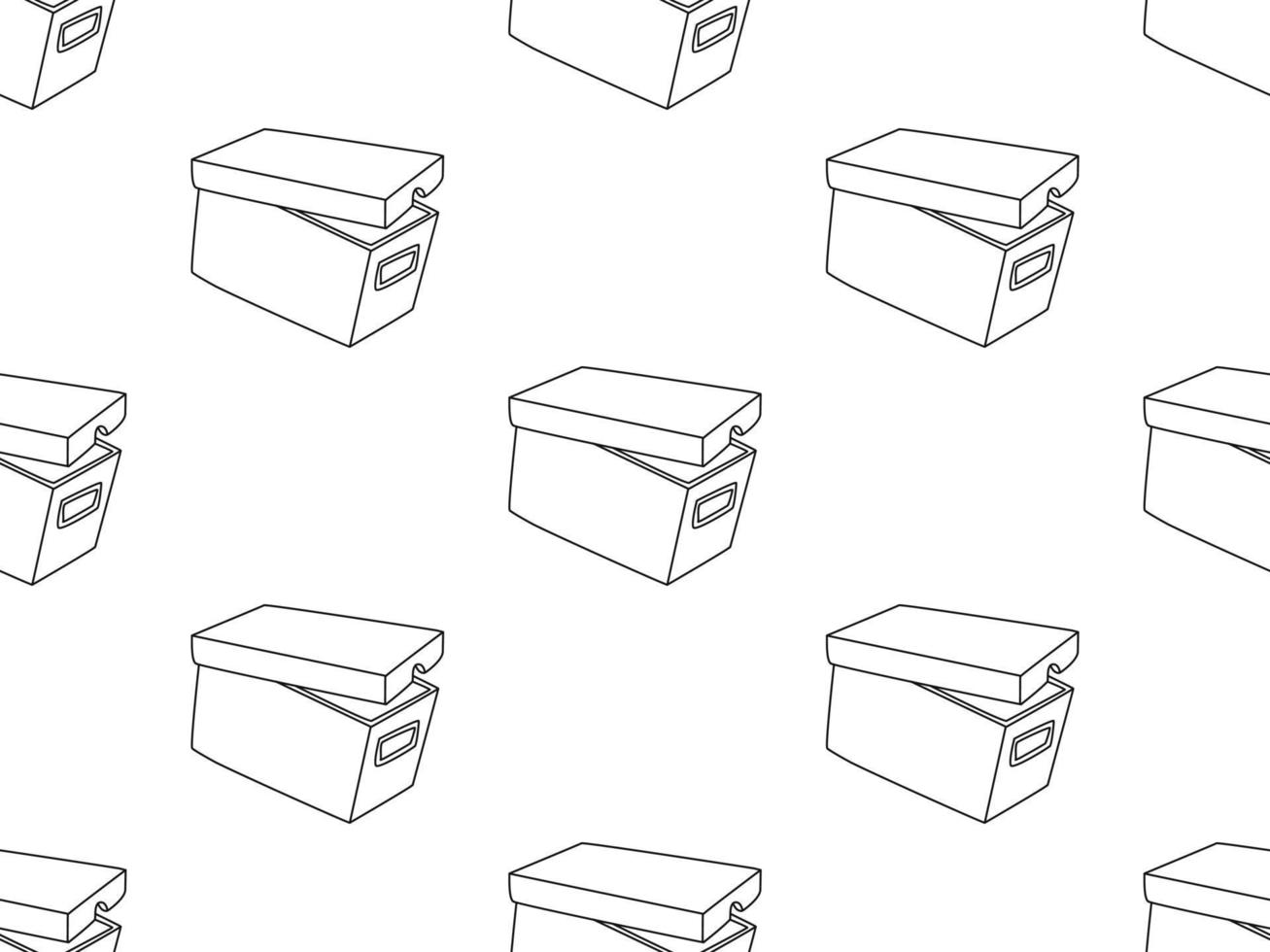 låda tecknad serie karaktär sömlös mönster på vit bakgrund vektor
