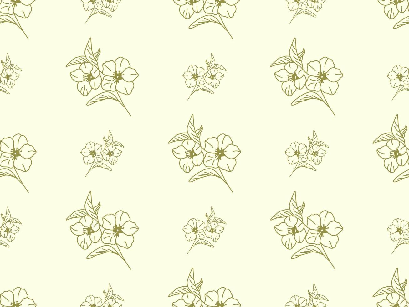 blomma seriefigur seamless mönster på gul bakgrund vektor