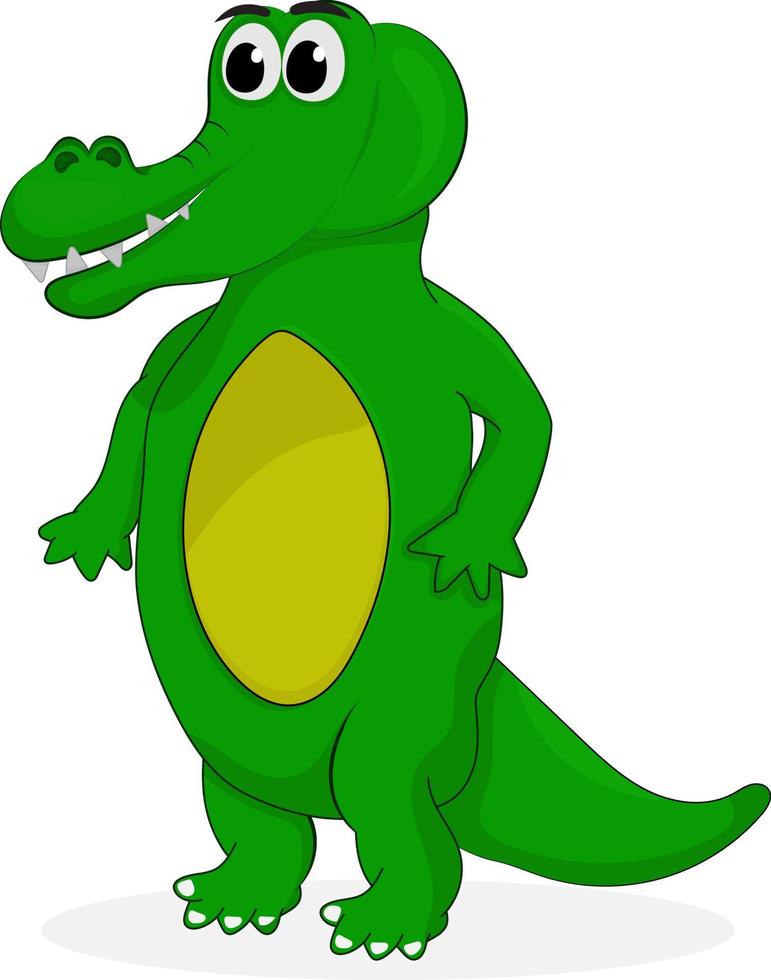 tecknad serie rolig stående krokodil isolerat på vit bakgrund vektor
