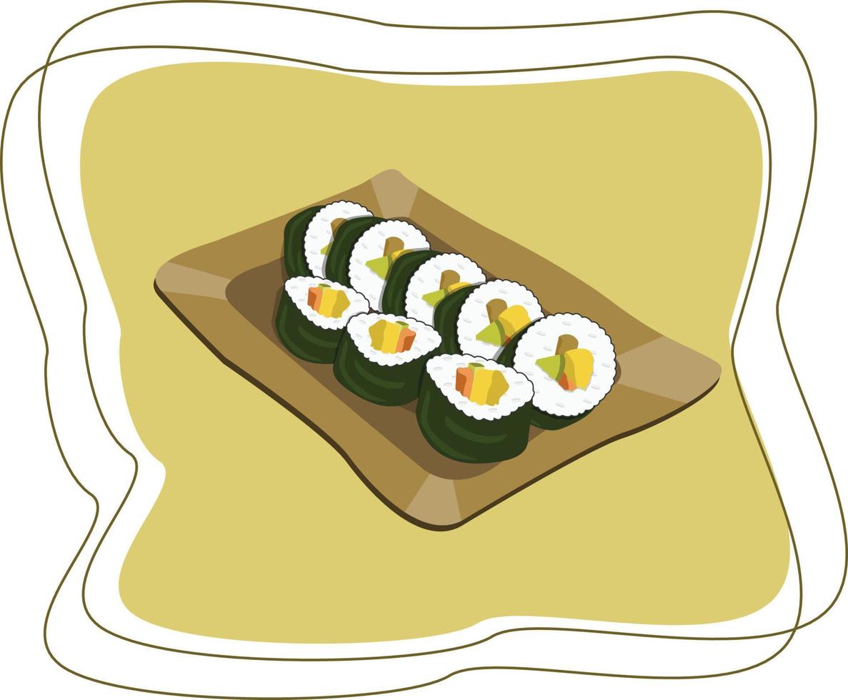 sushi asiatisk kök platt design illustration vektor