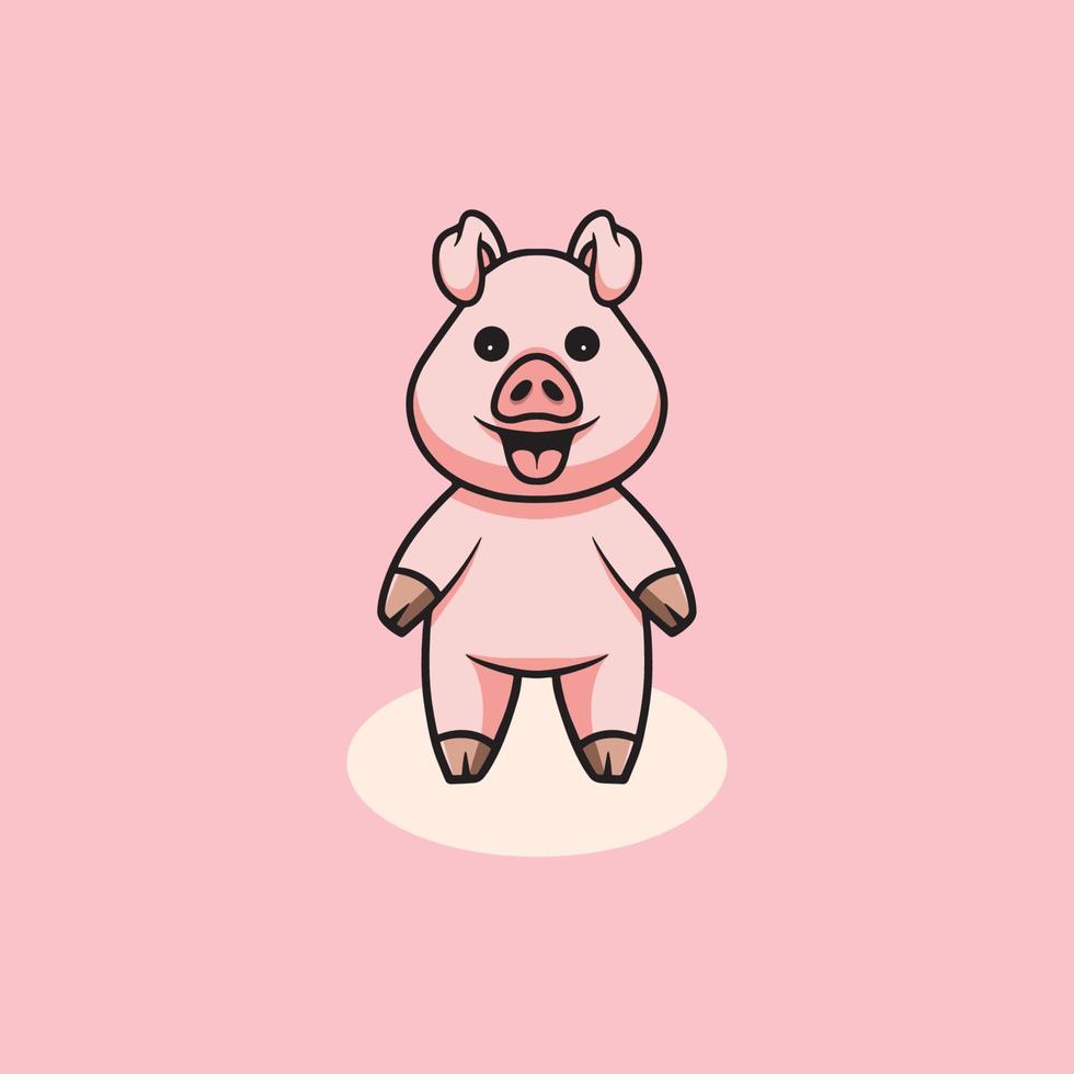 söt gris leende tecknad serie illustration vektor