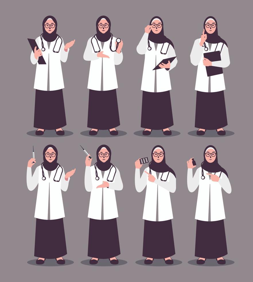 Hijab Doctor Vector ist das Design einer Ärztin, die den Hijab verwendet