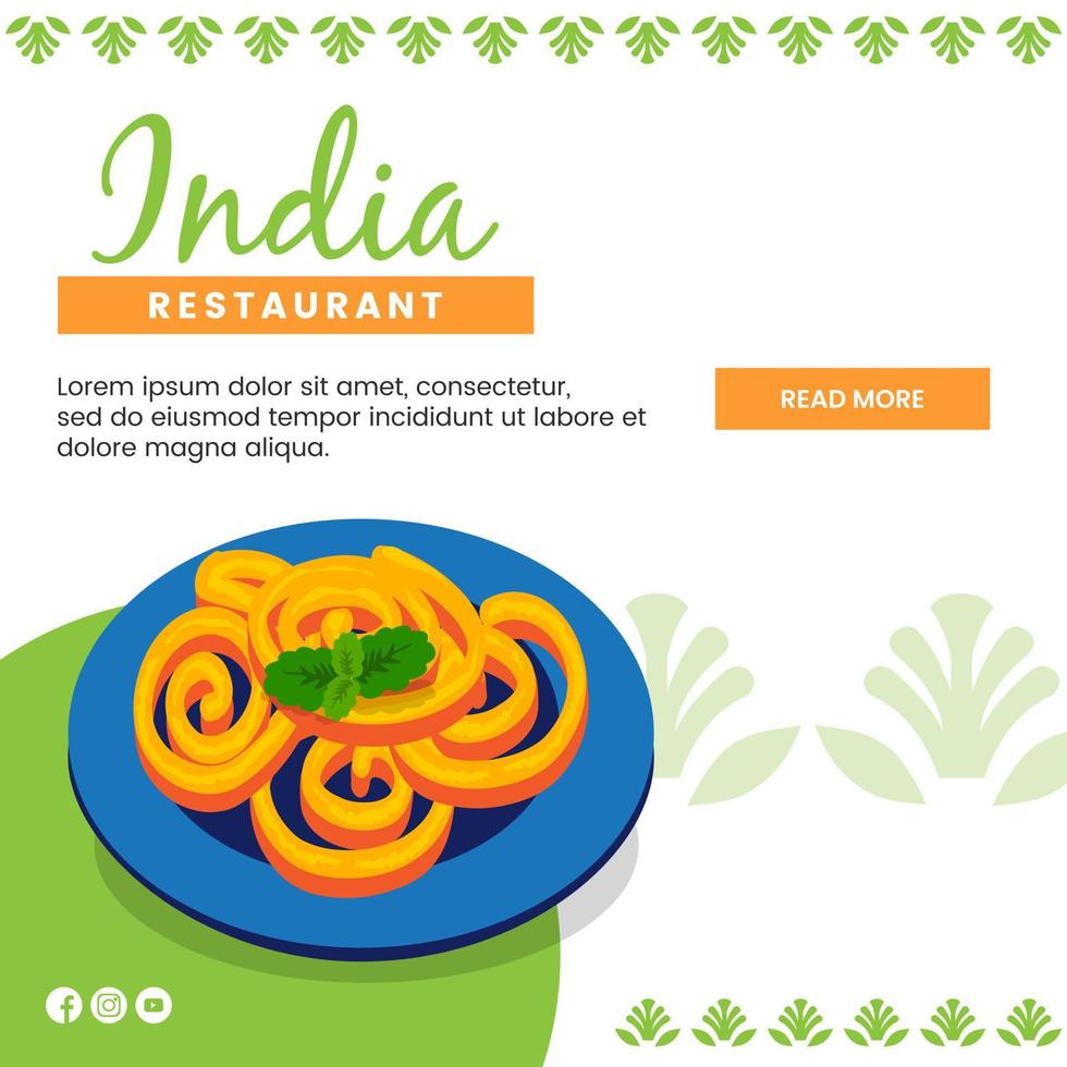 asiatisches lebensmittelillustrationsdesign von jalebi indisches essen für präsentationsvorlage für soziale medien vektor