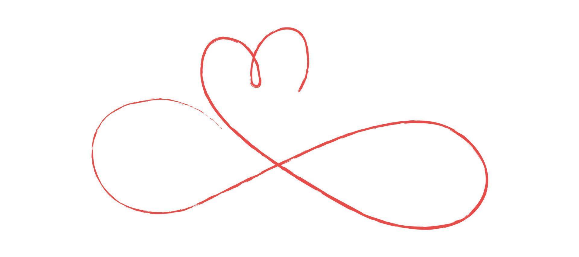 rosa tunn rader två hjärtan kärlek oändlighet symbol på vit bakgrund - vektor
