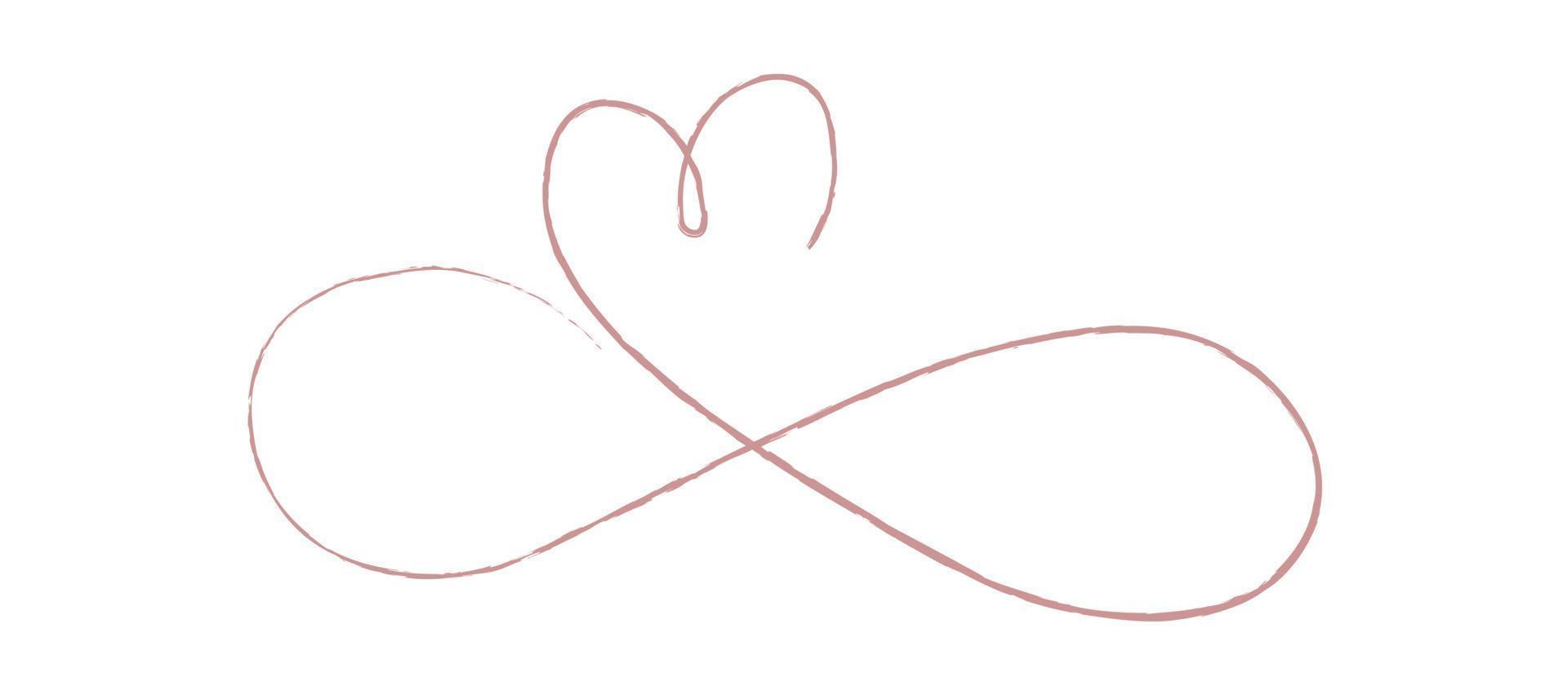 rote dünne Linien zwei Herzen lieben Unendlichkeitssymbol auf weißem Hintergrund - Vektor