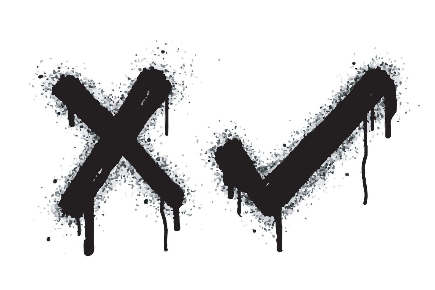 sammlung von sprühlackierten graffiti-häkchen in schwarz über weiß. x-Symbol. isoliert auf weißem Hintergrund. Vektor-Illustration vektor
