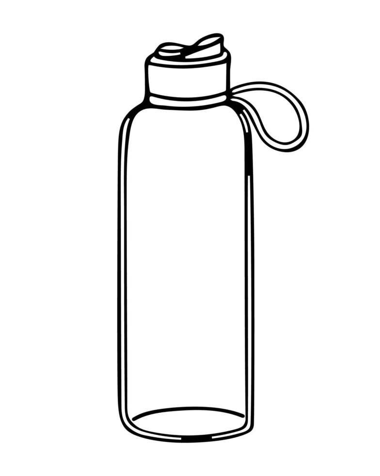 klotter av återanvändbar egen flaska för vatten. vektor hand dragen illustration av kondition flaska isolerat på vit bakgrund. noll avfall begrepp för använda sig av mindre plast.