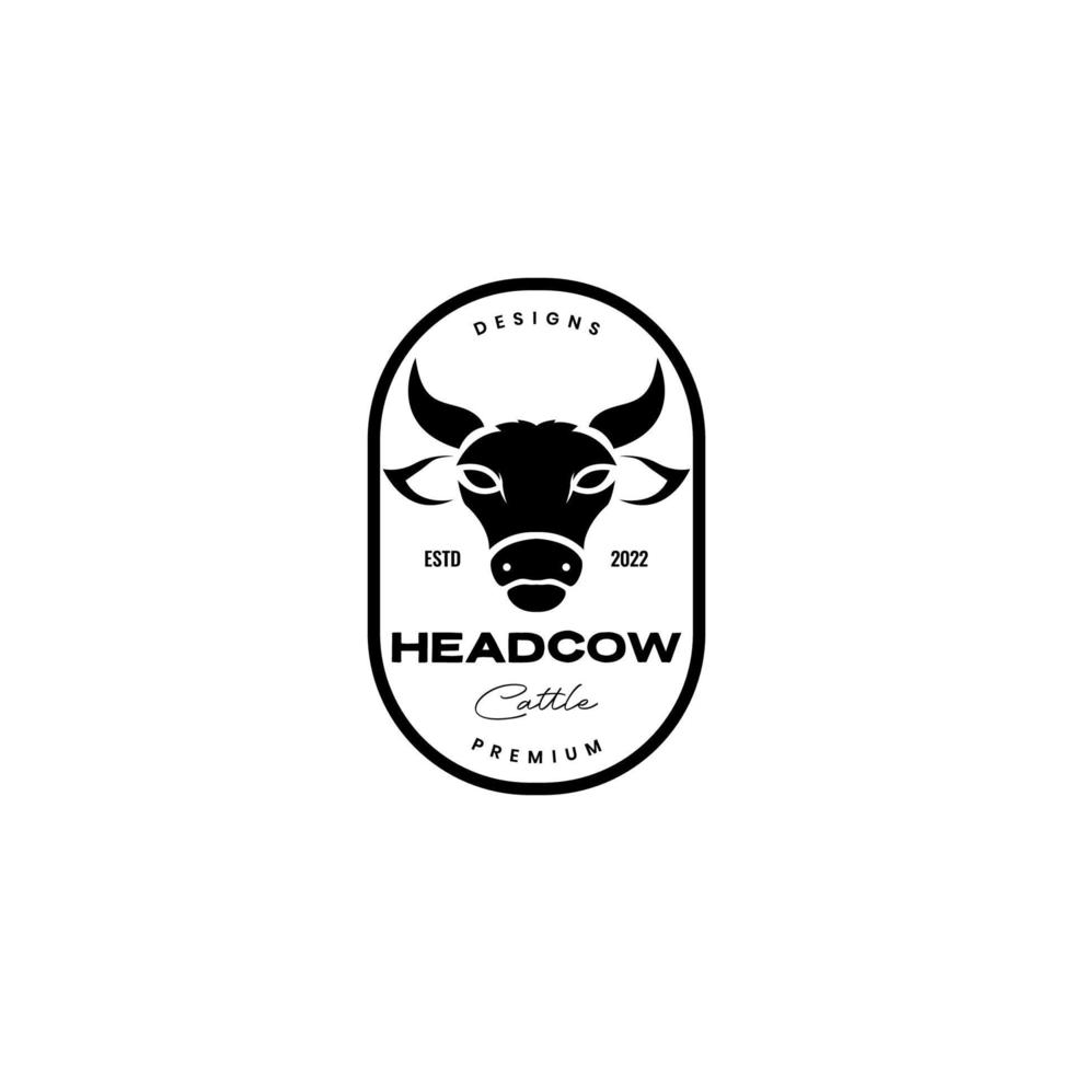 Kopf Kuh einfaches Abzeichen Vintage-Logo-Design vektor