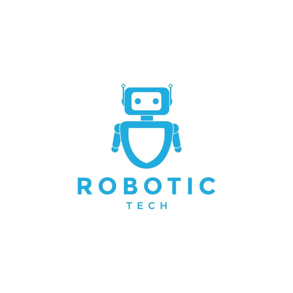 kleine robotertechnologie modernes niedliches logo-design vektor