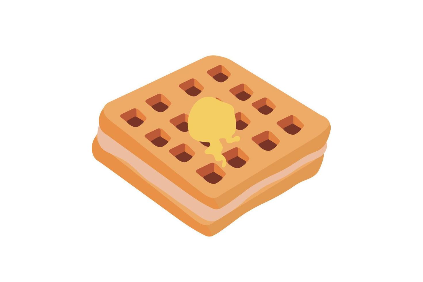 Waffelsymbol, Vektorillustration einer Waffel, ein Gebäck zum Frühstück, ein süßer Snack vektor