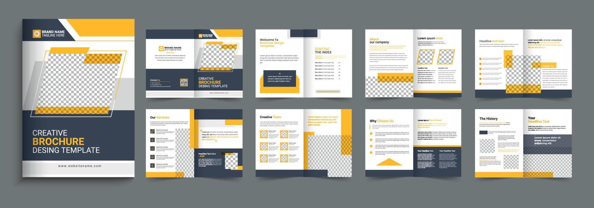 Firmenprofil-Broschüren-Vorlagendesign. 16-seitiges bearbeitbares Vorlagenlayout für Unternehmensbroschüren, minimales Vorlagendesign für Geschäftsbroschüren vektor