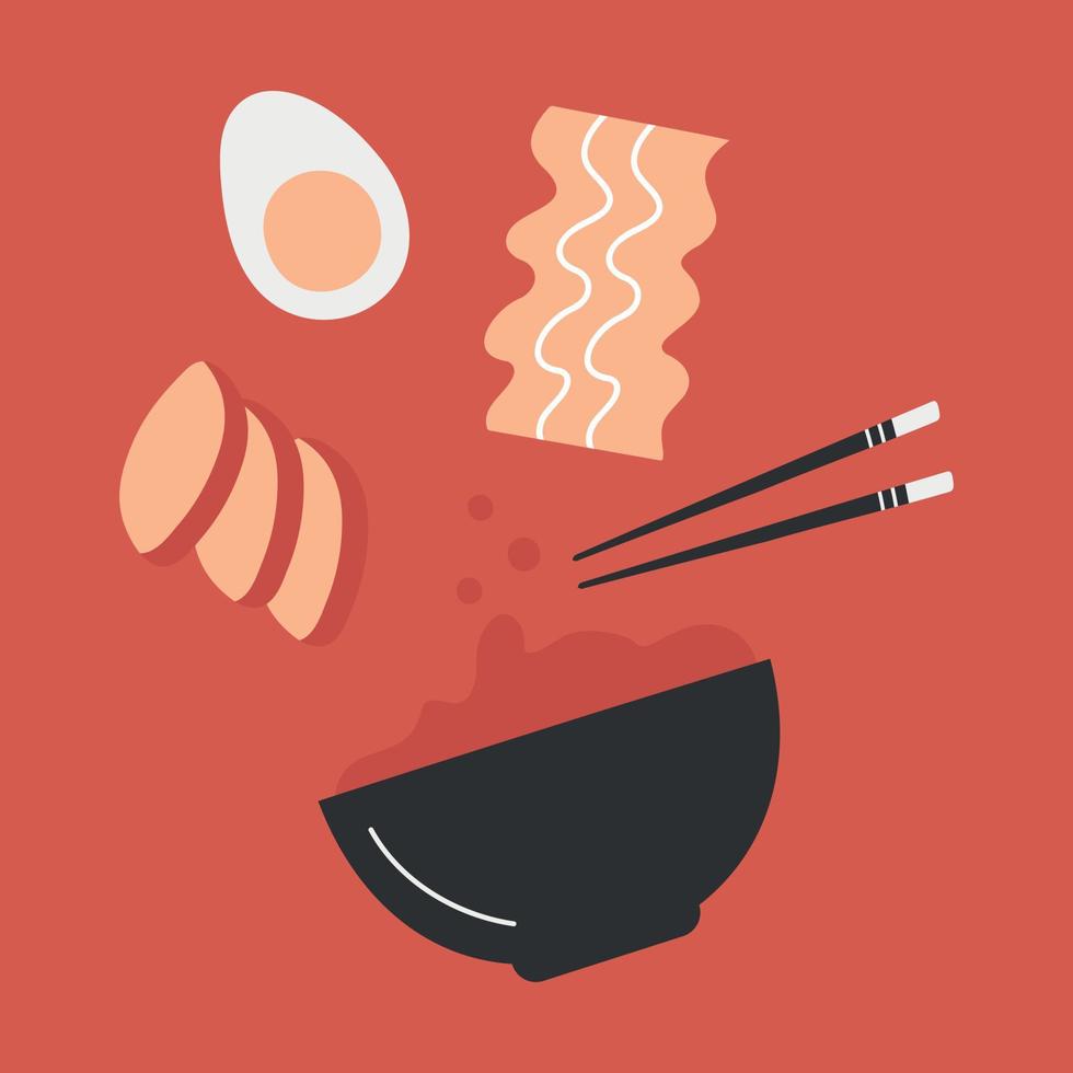 tecknad serie Ramen nudel illustration design vektor. asiatisk mat för restauranger meny vektor