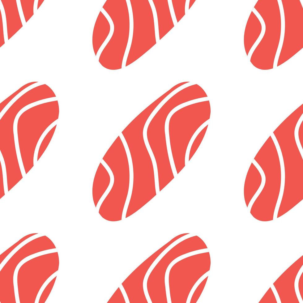 Lachs-Sashimi-Muster im handgezeichneten Stil. asiatische Speisen für Restaurantmenüs vektor