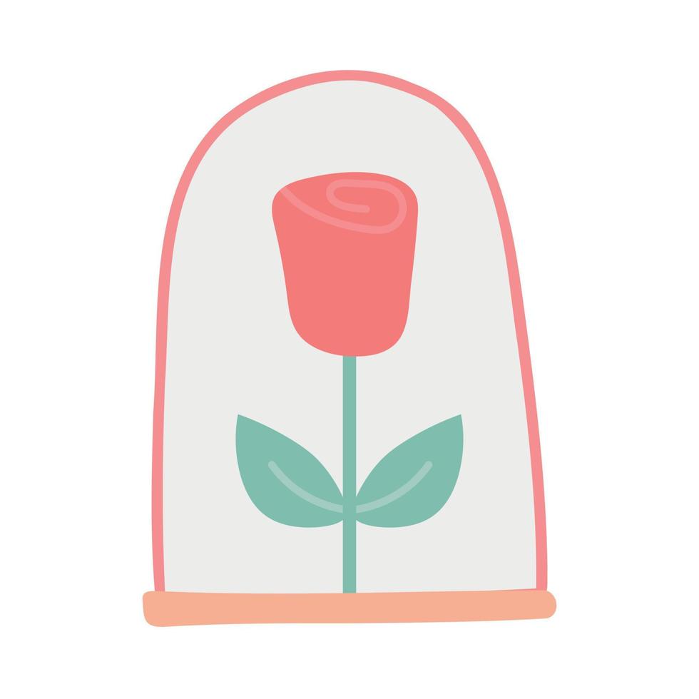 rote Rose in einem Glaskolben. valentinstaggeschenk und element für logo, spiel, druck, plakat oder anderes designprojekt. vektor