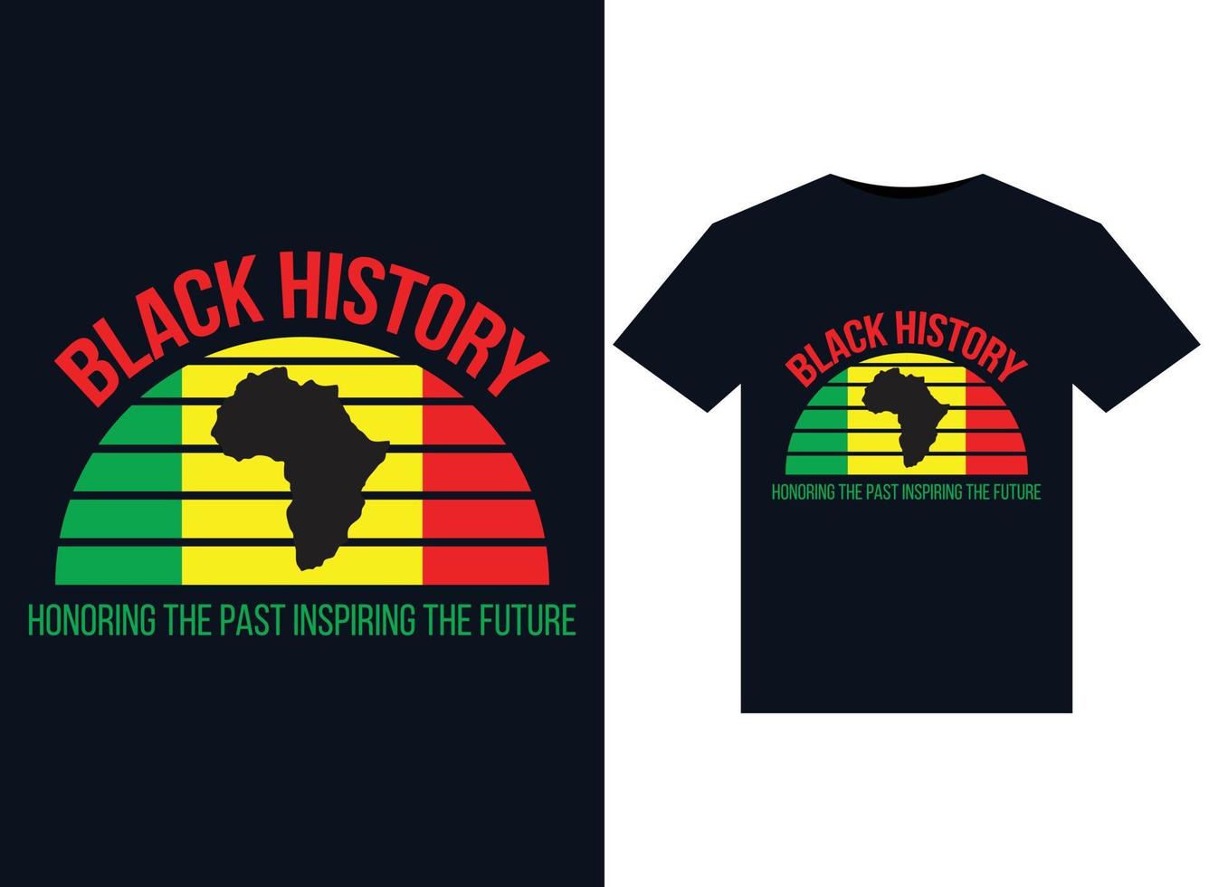 schwarze geschichte, die die vergangenheit ehrt und die zukunft inspiriert. illustrationen für druckfertige t-shirt-designs vektor