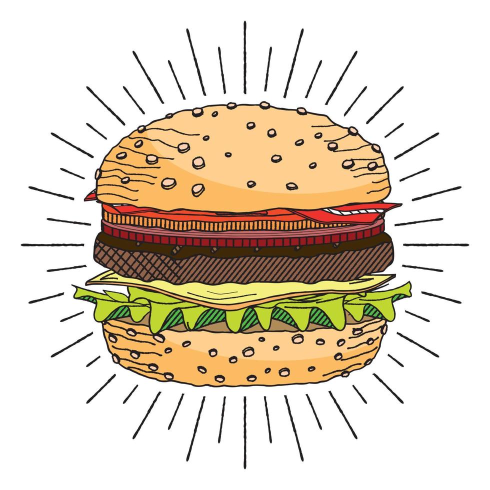 klassisk hamburgare illustration vektor