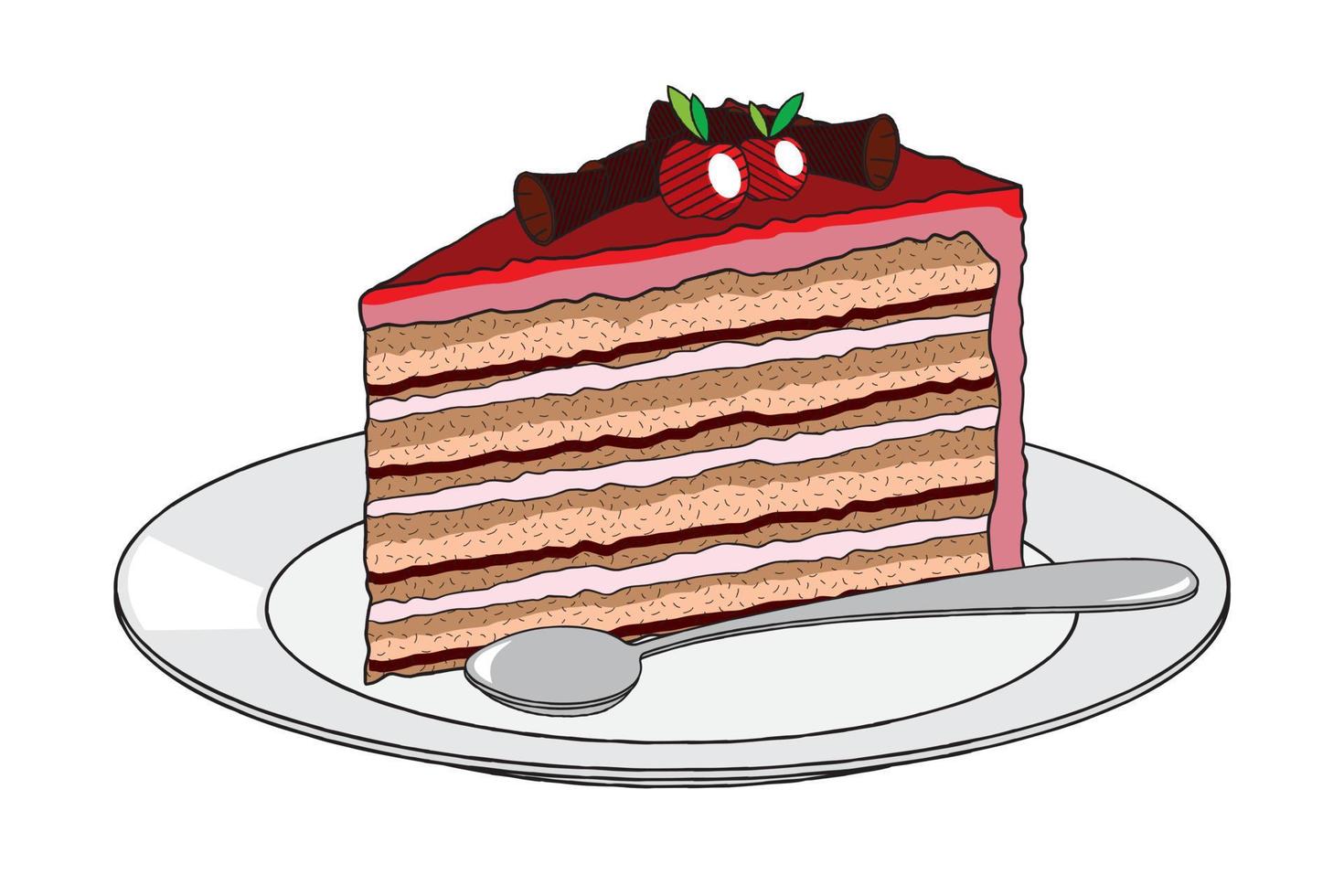 Kuchen auf einer Tellerillustration vektor