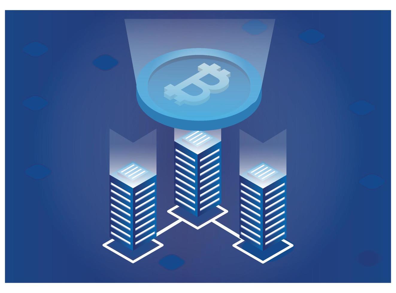 3d isometrisk smart bitcoin brytning illustration. lämplig för diagram, infografik, bok illustration, spel tillgång, och Övrig grafisk relaterad tillgångar vektor