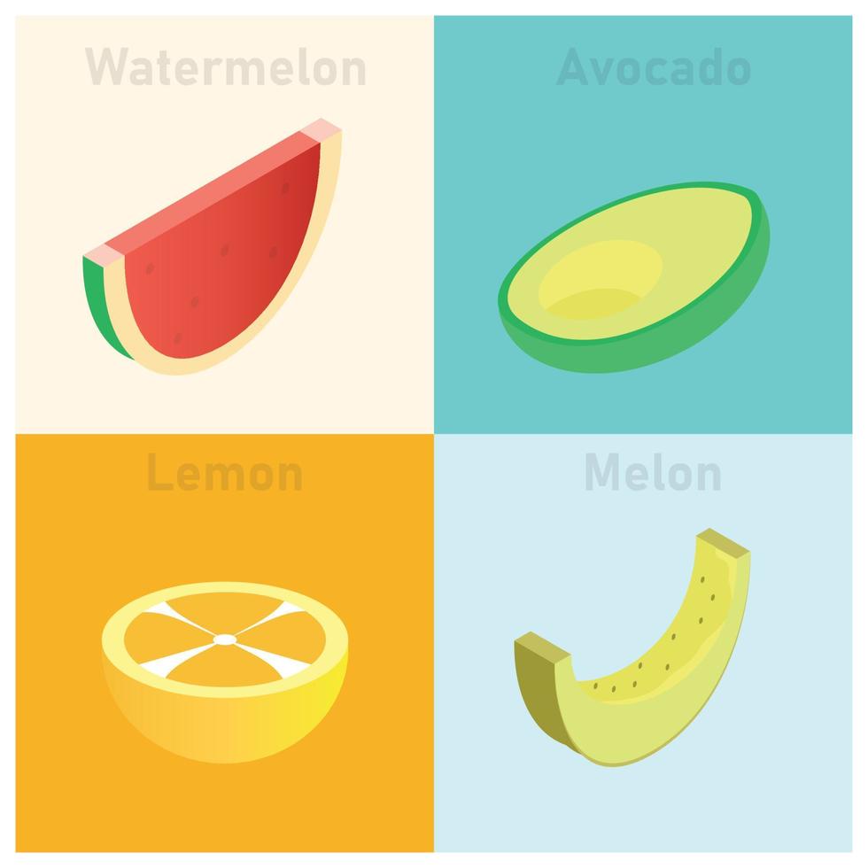 illustration av isometrisk tropisk frukt uppsättning vektor ikon illustration. vektor illustration lämplig för diagram, infografik, och Övrig grafisk tillgångar