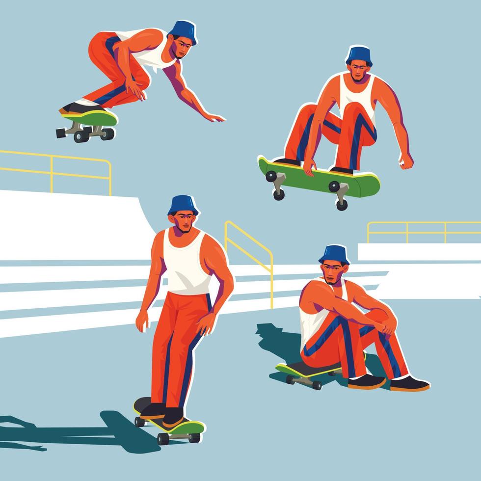 skateboard sport karaktär vektor illustration